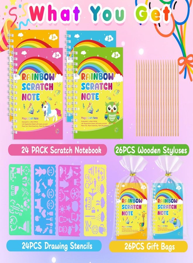 Elover Scratch Art Party Favors for Kids 24 Pack Rainbow Scratch Notebooks Birthday Goodie Bag Stuffers Classroom Prizes Bulk Craft Supplies Return Gifts for Girls & Boys Ages 3-12 Kids Christmas Gifts - Image 2